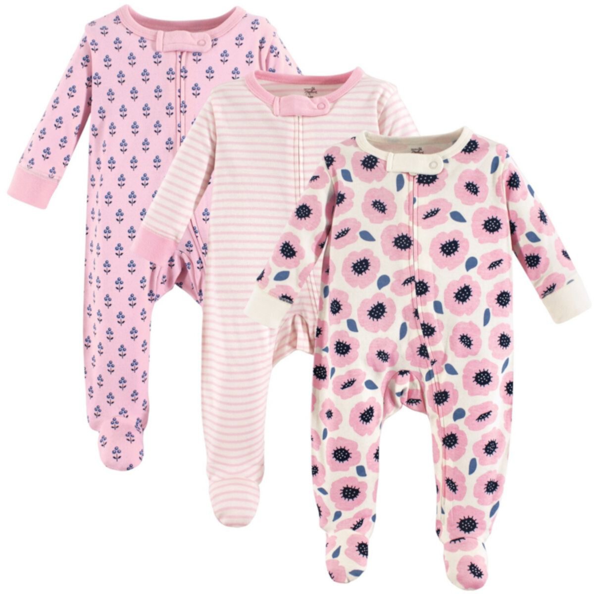 Пижама Touched by Nature для девочек Organic Cotton Zipper Sleep and Play 3pk, Blossoms Touched by Nature