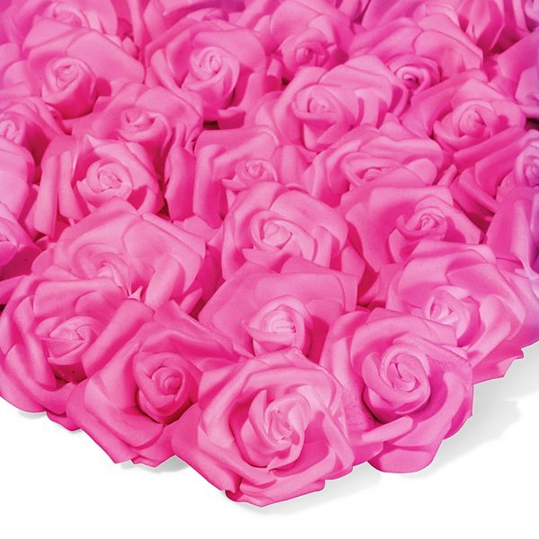 100 Pack Deep Pink Artificial Rose Flower Heads, 3-Inch Stemless Flowers for Weddings, Bouquets, DIY Crafts Juvale