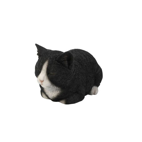 8&#34; Black and White Sleeping Cat Outdoor Figurine Hi-Line Gifts