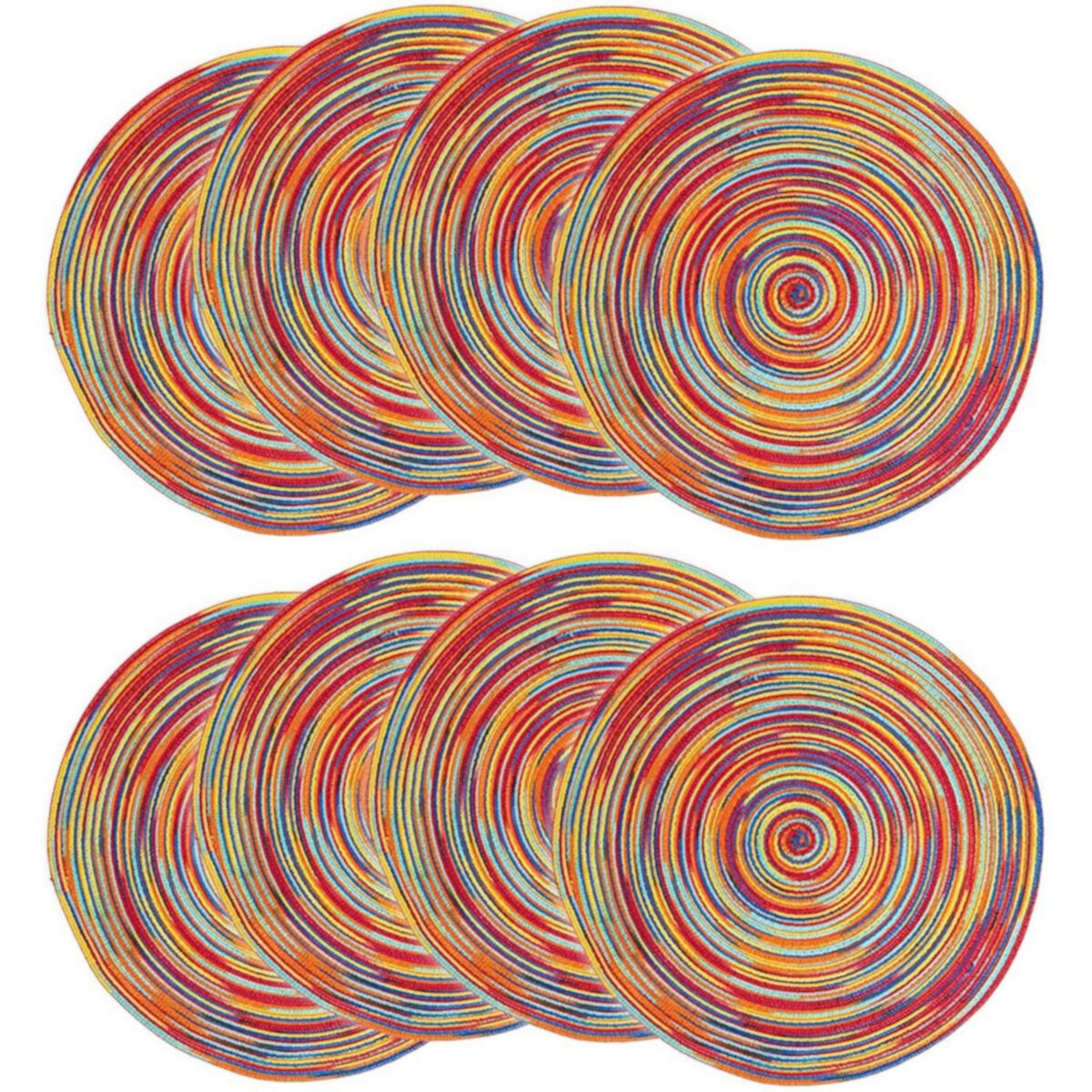 Красочные круглые плетеные салфетки для обеденного стола (15 дюймов, 8 шт.) Okuna Outpost