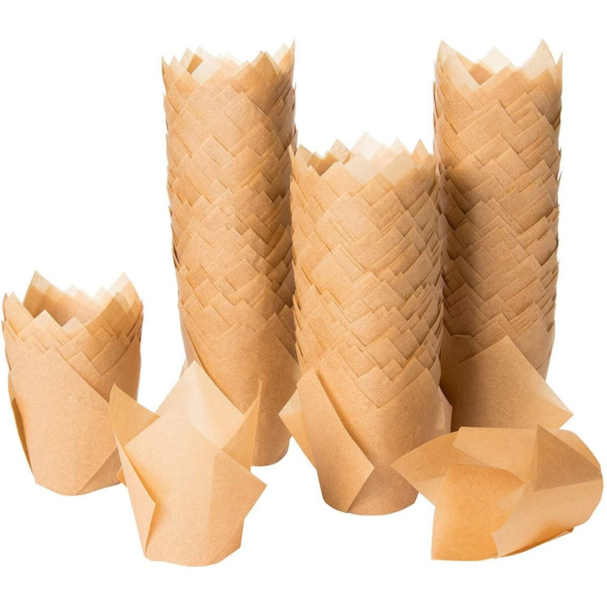 Tulip Cupcake Liners - 300-Pack Medium Baking Cups, Muffin Wrappers, Perfect for Birthday Parties, Weddings, Baby Showers, Bakeries, Catering, Restaurants, Kraft Brown Juvale