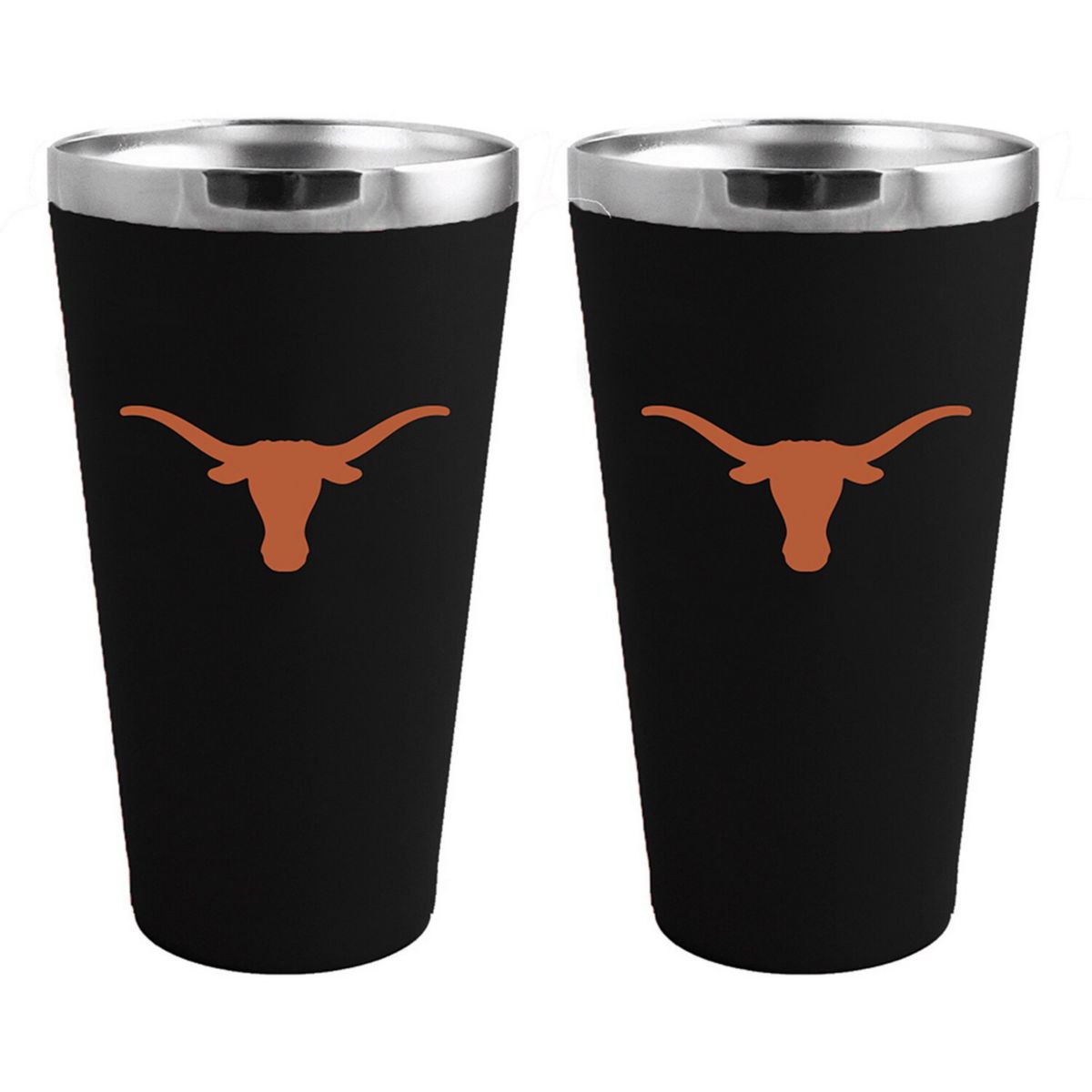 Набор из 2 цветных стаканов из нержавеющей стали Texas Longhorns Team Color (пинта) Unbranded