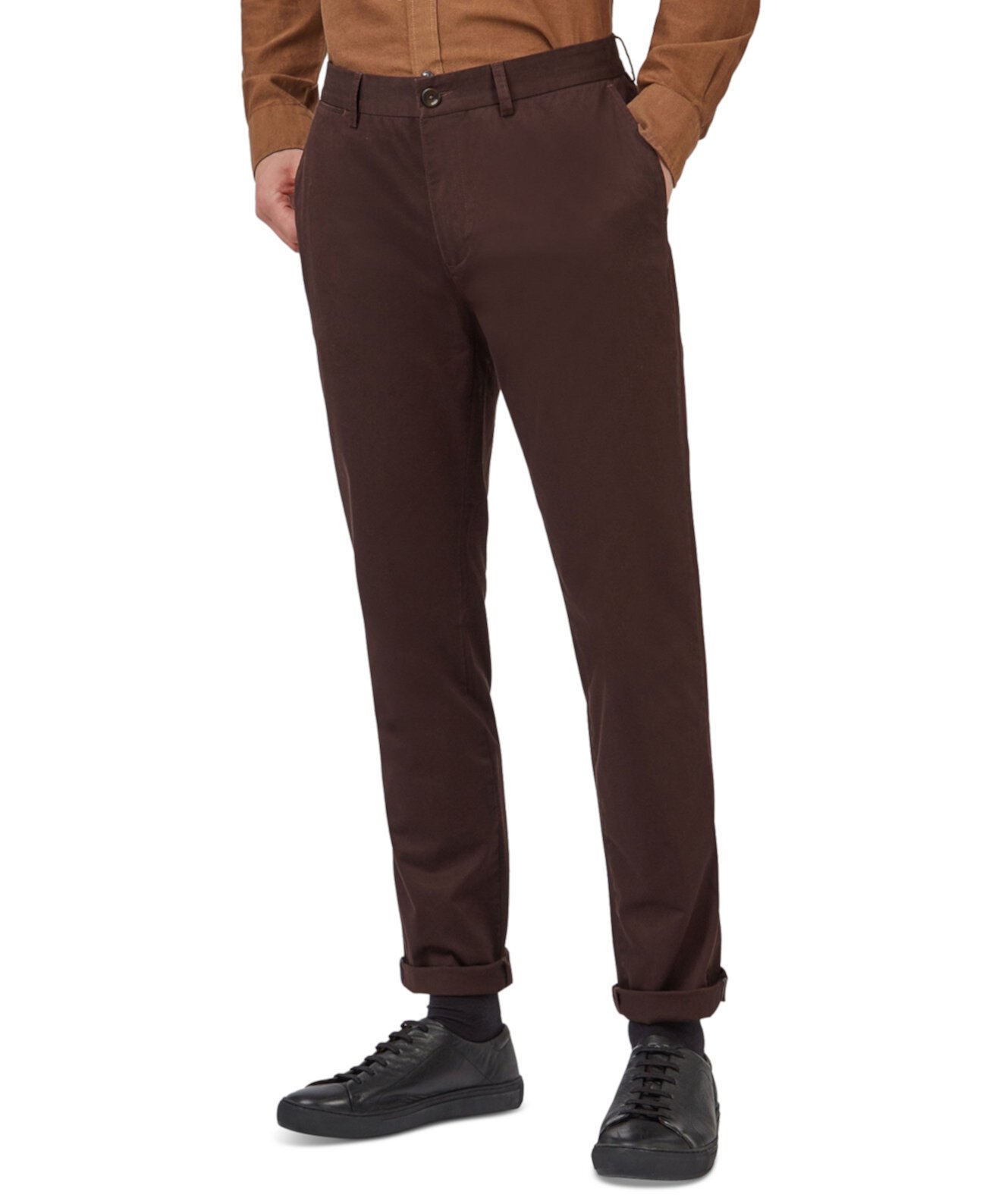 Мужские облегающие эластичные брюки чинос с пятью карманами и логотипом Ben Sherman