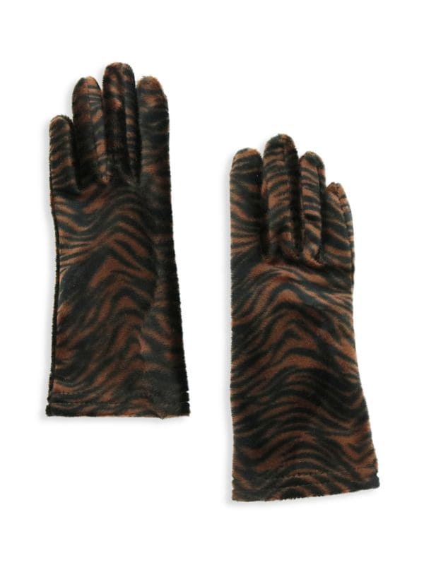 Бархатные перчатки с рисунком под зебру Portolano