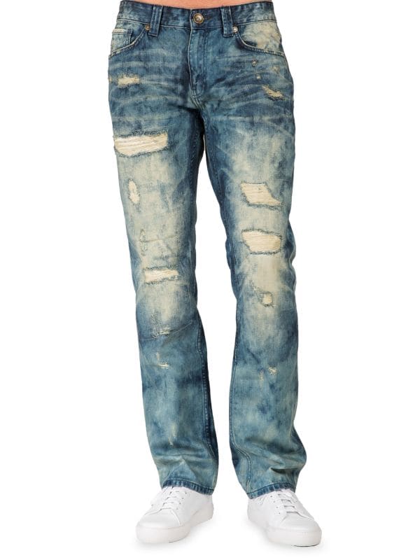Узкие прямые рваные джинсы Bleach Dye Level 7 Jeans