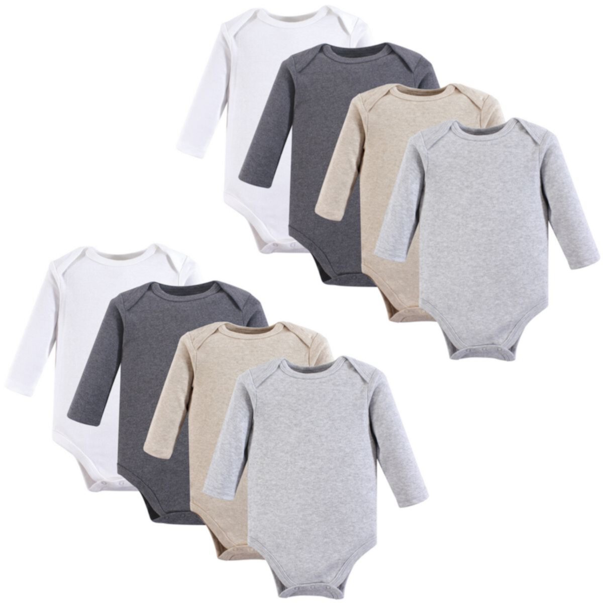 Детские боди Hudson Baby Cotton Long-Sleeve Bodysuits 8pk, Heather Gray Hudson Baby