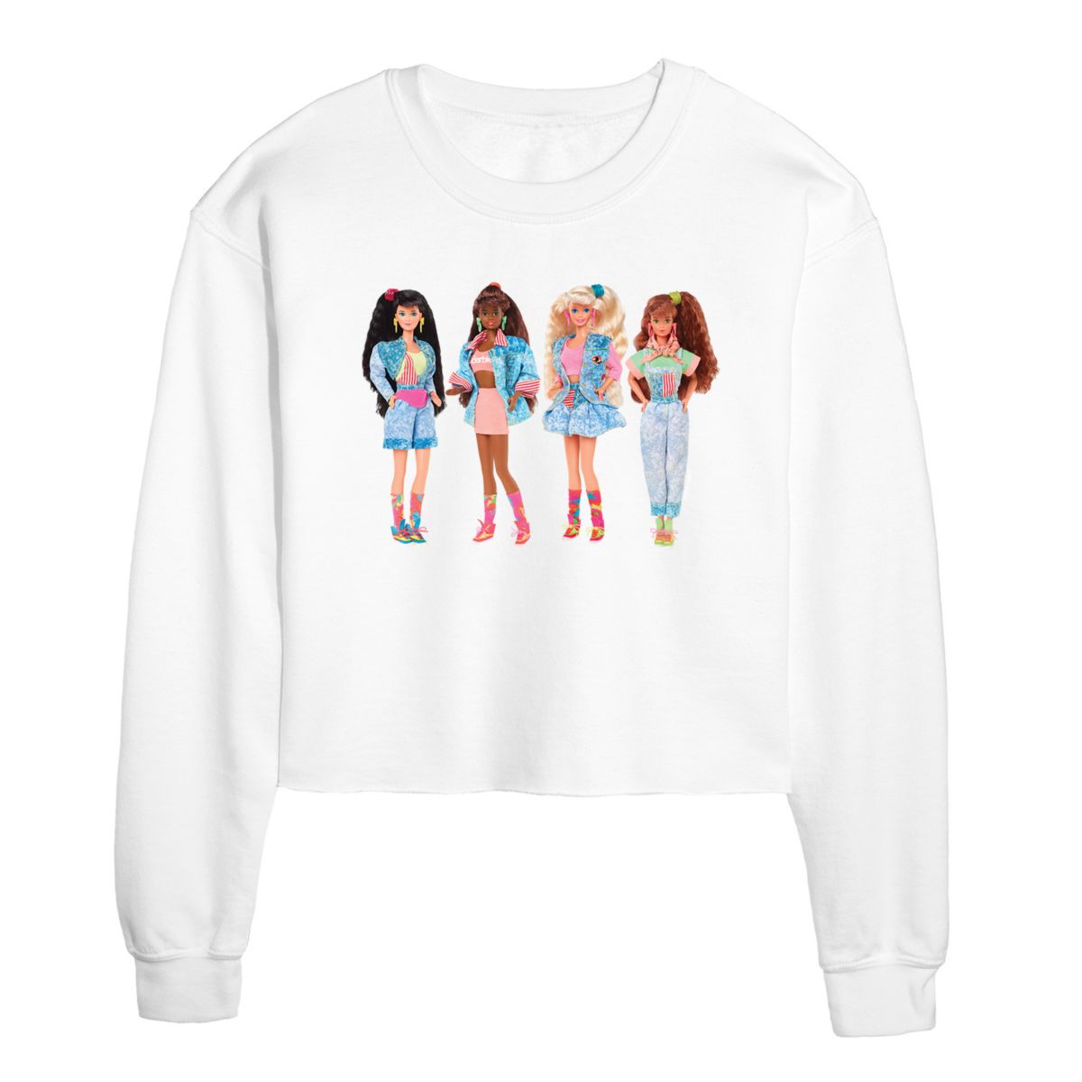Juniors' Barbie® Retro Group Crop Sweatshirt Licensed Character