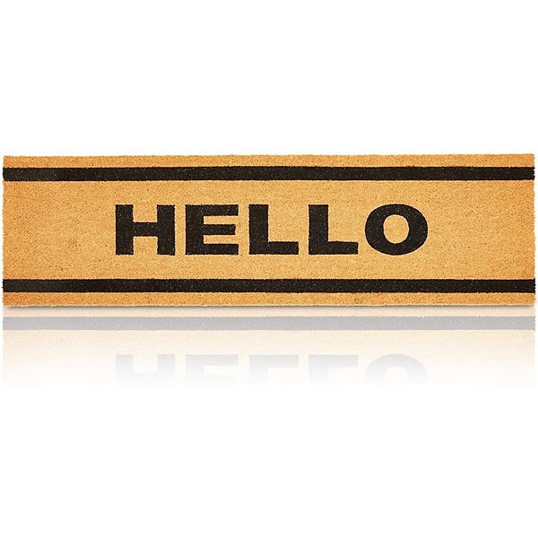 Hello Long Entry Way Doormat, Nonslip Natural Coco Coir Mat (17 x 60 in) Juvale