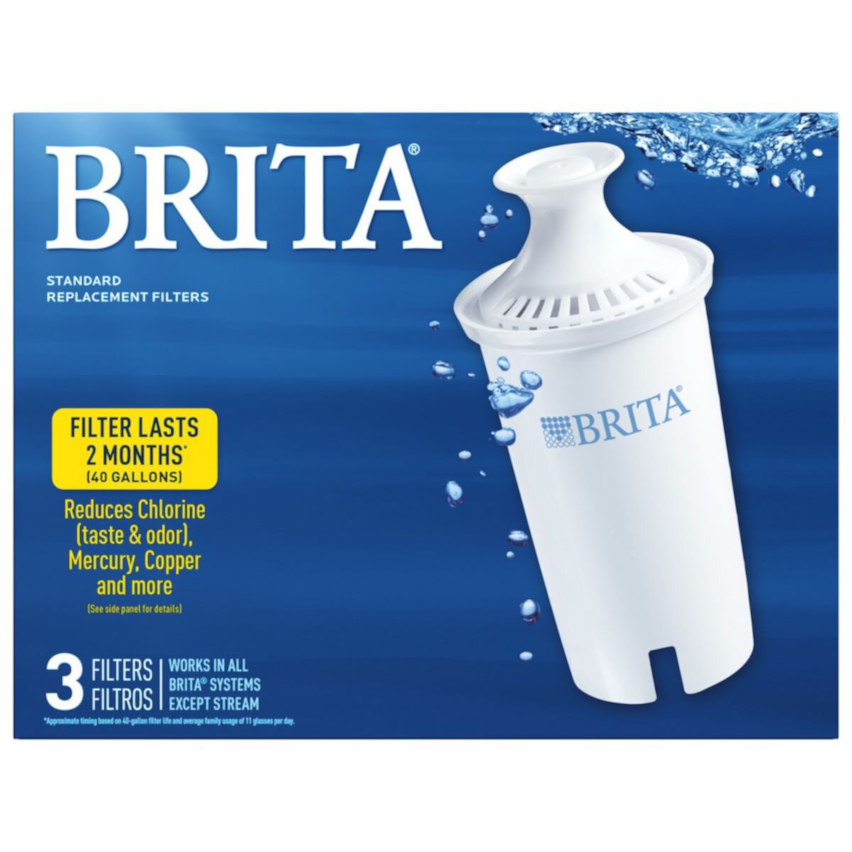 Стандартный сменный фильтр Brita, 3 шт. для кувшинов и диспенсеров Brita