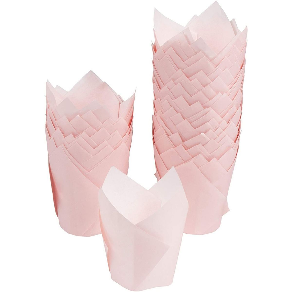 Tulip Cupcake Liners - 100-Pack Medium Baking Cups, Muffin Wrappers, Perfect for Birthday Parties, Weddings, Baby Showers, Bakeries, Catering, Restaurants, Baby Pink Juvale