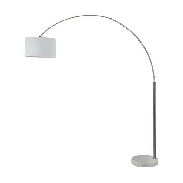 Modern 81&#34; Tall Standing Adjustable Arched Floor Lamp with Drum Shade and Marble Base - White F.C Design