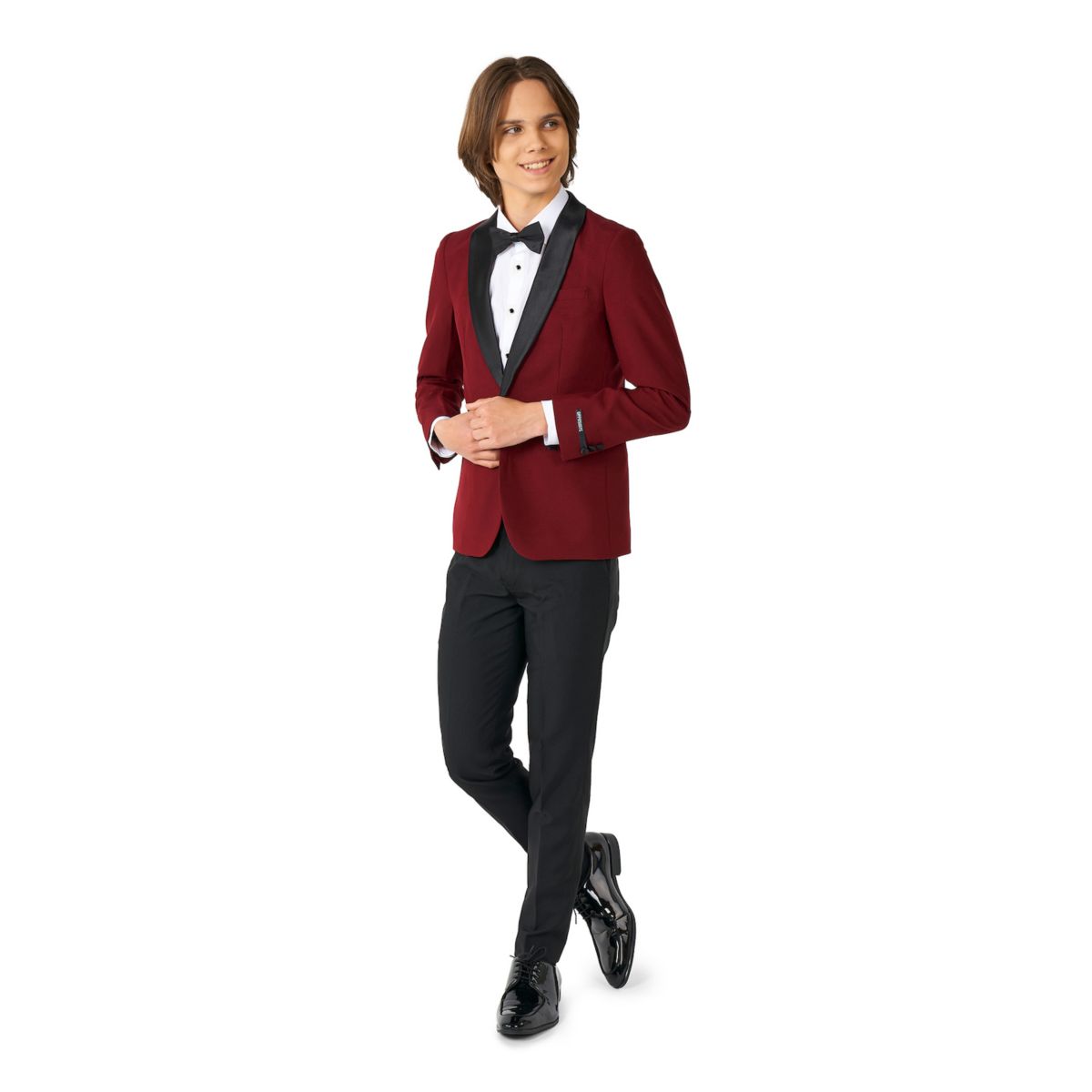 Яркий бордовый комплект OppoSuits из куртки, брюк и смокинга с галстуком-бабочкой для мальчиков 2–16 лет OppoSuits