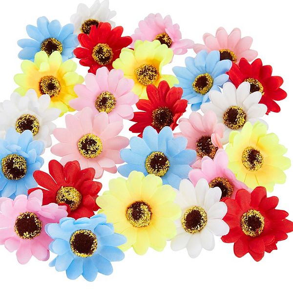 Juvale Artificial Flower Heads - 60-Pack Fake Daisy Flowers Wedding Decorations, Baby Showers, DIY Crafts, Mixed Colors, 2.1 x 2.1 x 1 inches Juvale