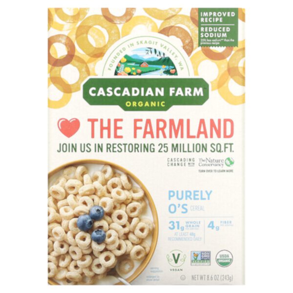 Organic Purely O's Cereal, 8.6 oz (243 g) Cascadian Farm