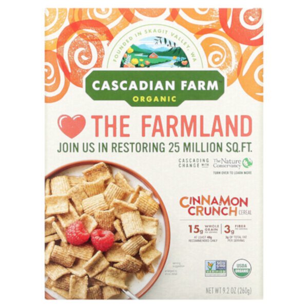 Organic Cinnamon Crunch Cereal, 9.2 oz (260 g) Cascadian Farm