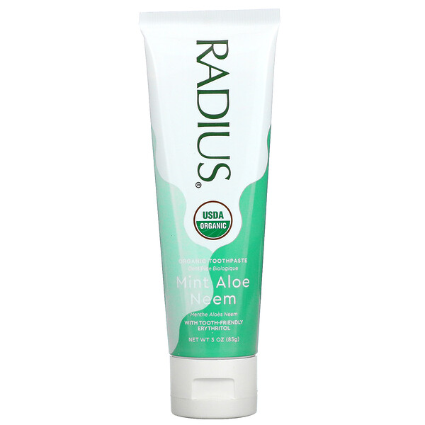 USDA Organic Toothpaste, Mint Aloe Neem, 3 oz (85 g) RADIUS