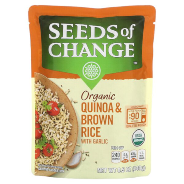 Organic, Quinoa & Brown Rice, With Garlic, 8.5 oz (240 g) Seeds of Change