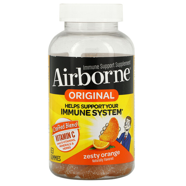 Оригинальная добавка для поддержки иммунитета, пикантный апельсин, 63 жевательные конфеты AirBorne