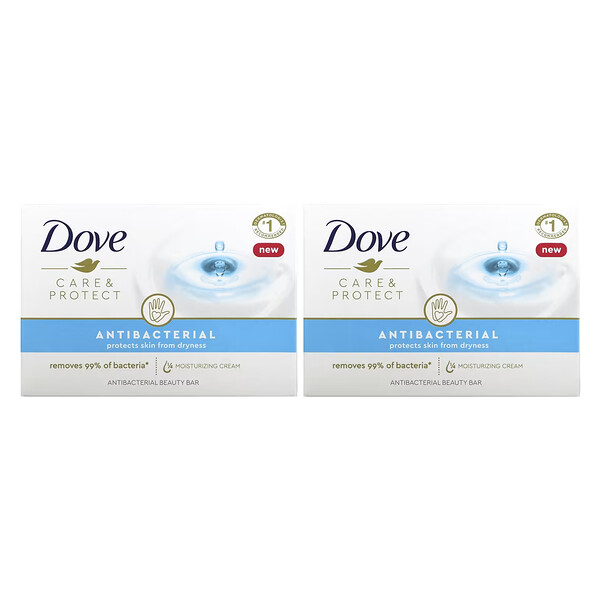 Care & Protect, Антибактериальный косметический батончик, 2 батончика, по 3,75 унции (106 г) каждый Dove