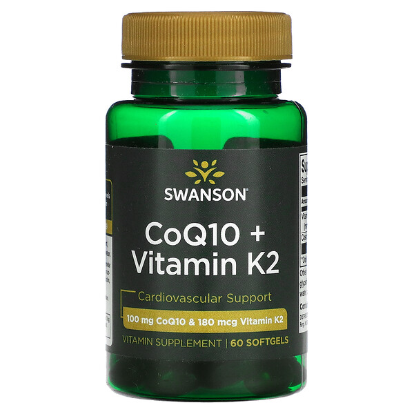 CoQ10 + витамин K2, 60 мягких таблеток Swanson