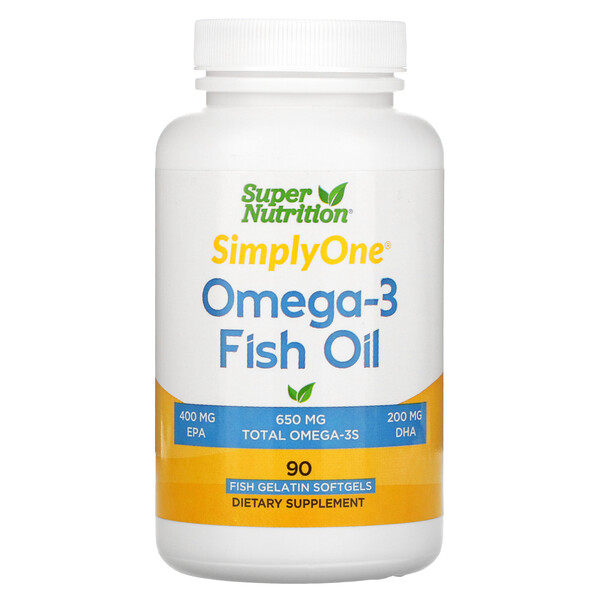 Рыбий жир с омега-3, 1000 мг, 90 рыбных мягких таблеток Super Nutrition