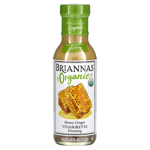 Organic Honey Ginger Vinaigrette Dressing, 10 fl oz (296 ml) Briannas