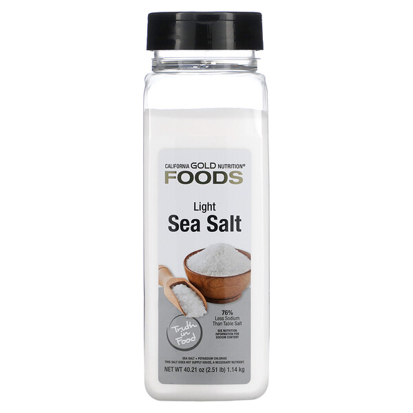FOODS - Light Sea Salt, 40.21 oz (1.14 kg) California Gold Nutrition