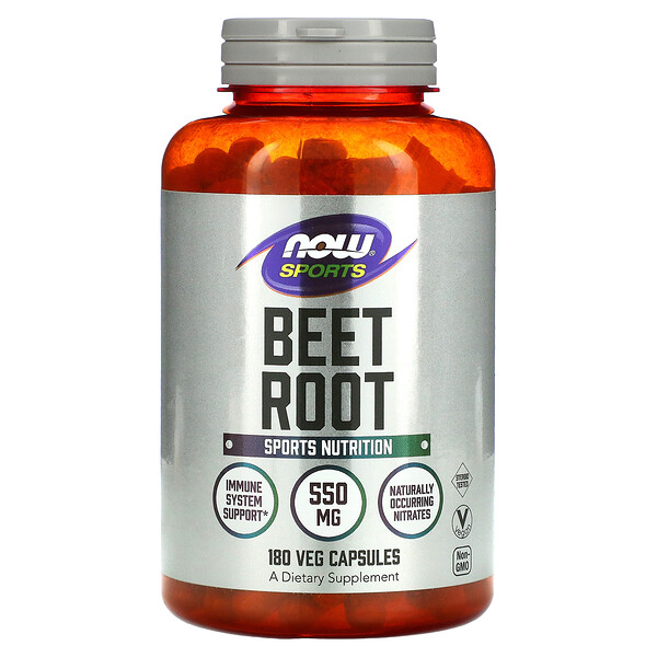 Sports, Beet Root, 550 mg, 180 Veg Capsules (Вегетарианские капсулы) NOW Foods