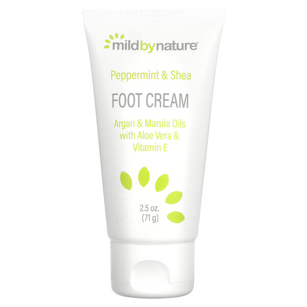Peppermint & Shea Foot Cream with Argan & Marula Oils, 2.5 oz (71 g) Mild By Nature