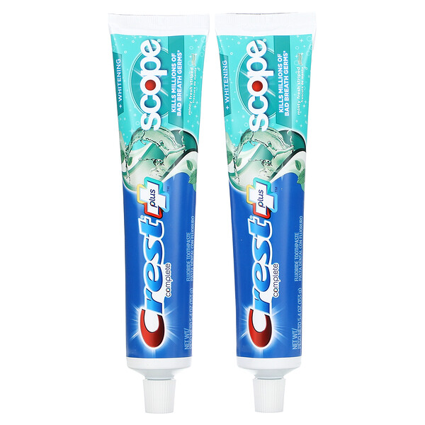 Complete Plus Scope, Whitening Toothpaste, Minty Fresh Striped, 2 Pack, 5.4 oz (153 g)  Each Crest