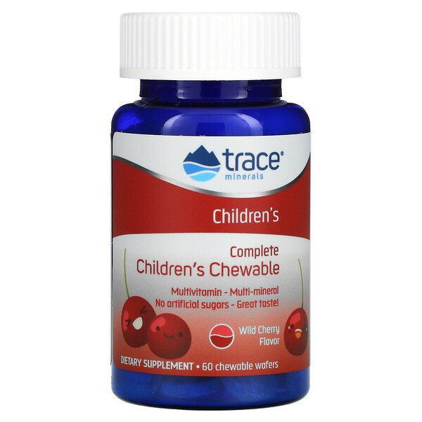 Комплексные жевательные таблетки для детей Multi, дикая вишня, 60 жевательных вафель Trace Minerals Research