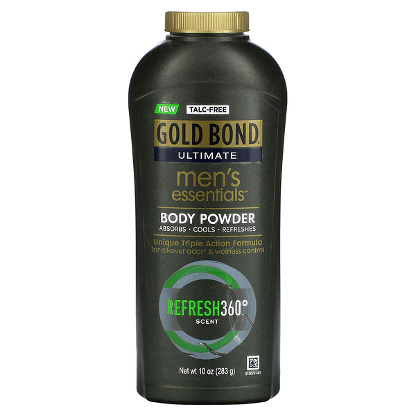 Ultimate, Men's Essentials Body Powder, Refresh 360 Scent, 10 oz (283 g) Gold Bond