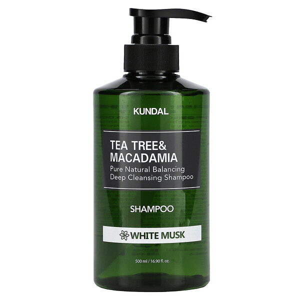 Tea Tree & Macadamia, Шампунь, белый мускус, 16,9 жидких унций (500 мл) Kundal