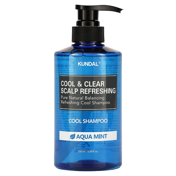 Освежающий шампунь Cool & Clear для кожи головы, аква-мята, 16,9 жидких унций (500 мл) Kundal