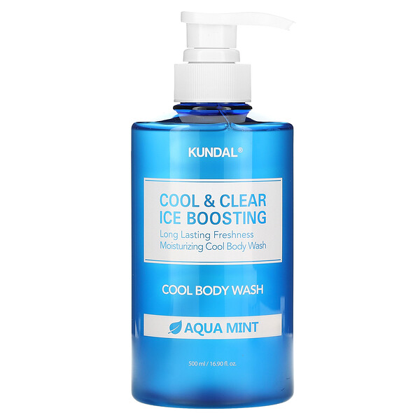 Cool & Clear Ice Boosting, Прохладный гель для душа, аква-мята, 16,9 жидких унций (500 мл) Kundal