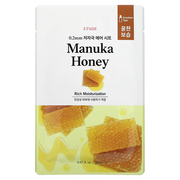 Маска красоты Manuka Honey Honey, 1 маска, 20 мл (0,67 жидк. унции) Etude