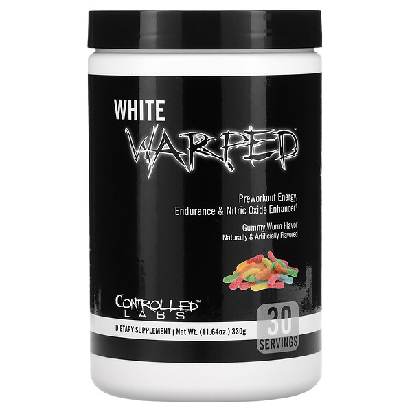 White Warped, Усилитель энергии перед тренировкой, выносливости и оксида азота, мармеладный червь, 11,64 унции (330 г) Controlled Labs