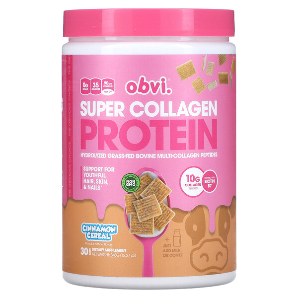 Супер коллагеновый протеин, хлопья с корицей, 12,27 унции (348 г) Obvi
