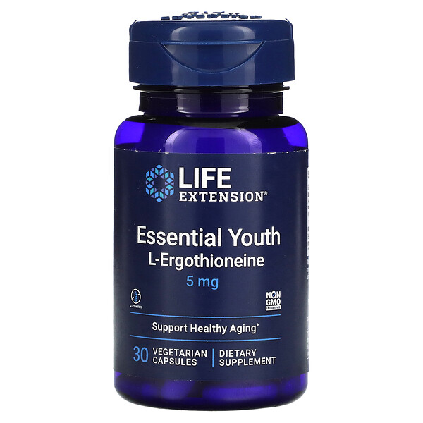 Essential Youth L-Ergothioneine, 5 мг, 30 Вегетарианских Капсул - Life Extension Life Extension