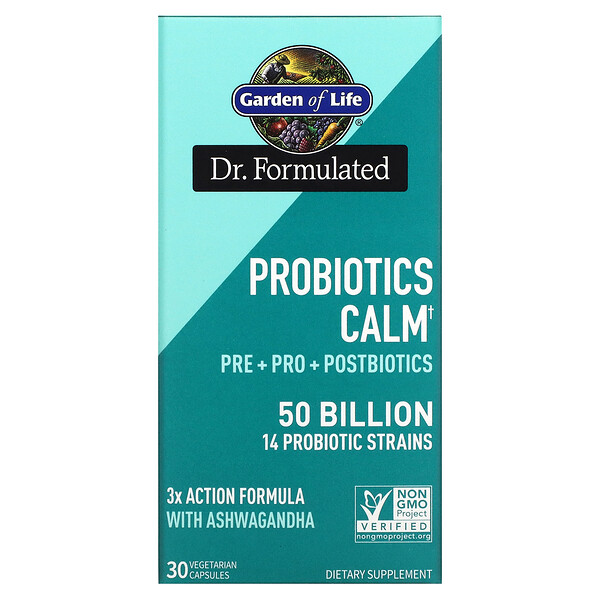 Probiotics Calm, 50 Billion, 30 Vegetarian Capsules (Вегетарианские капсулы) Garden of Life