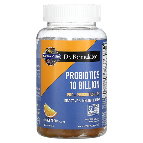 Probiotics, Orange Dream, 10 Billion, 60 Gummies (Жевательные конфеты) Garden of Life