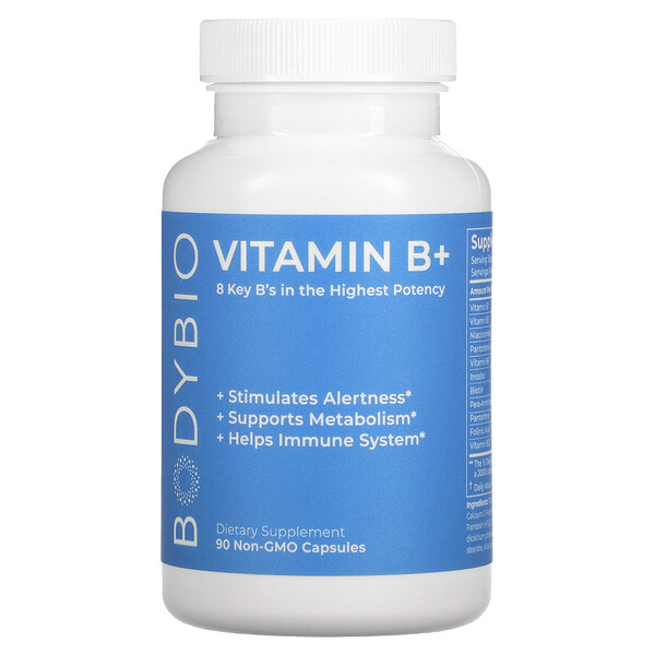Витамин B+, 90 капсул без ГМО BodyBio