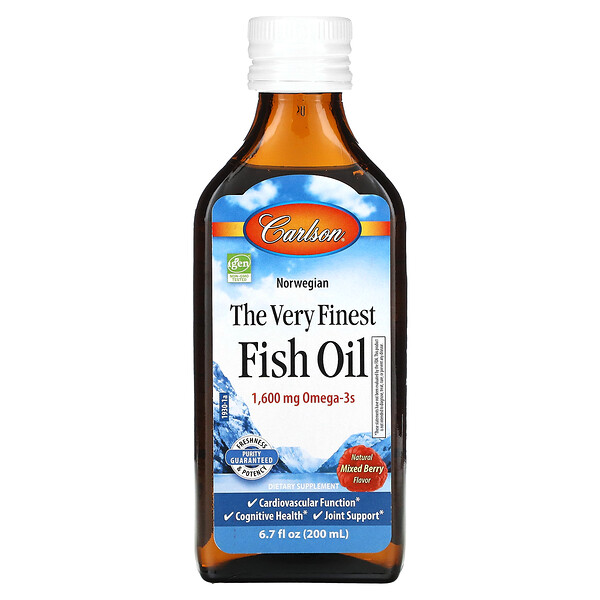 Norge, The Very Finest Fish Oil, натуральная ягодная смесь, 1600 мг, 6,7 жидких унций (200 мл) Carlson