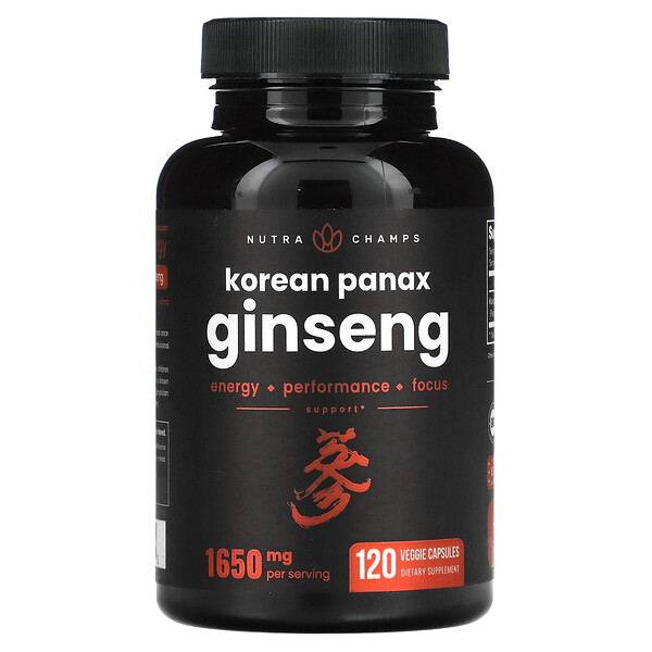 Korean Panax Ginseng, 1,650 mg, 120 Veggie Capsules (Капсулы на растительной основе) (825 mg per Capsule) NutraChamps