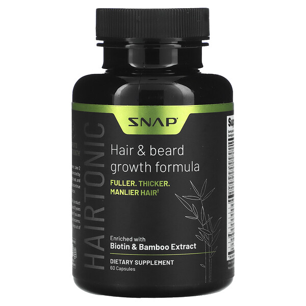 Тоник для волос, формула для роста волос и бороды, 60 капсул Snap Supplements
