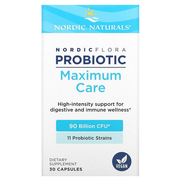 Nordic Flora Probiotic, Maximum Care, 90 Billion CFU, 30 Capsules (Капсулы) Nordic Naturals