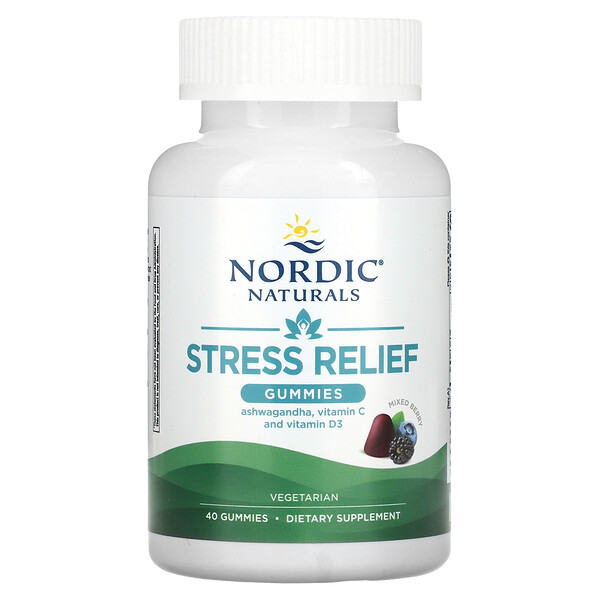 Жевательные конфеты для снятия стресса, ягодная смесь, 40 жевательных конфет Nordic Naturals