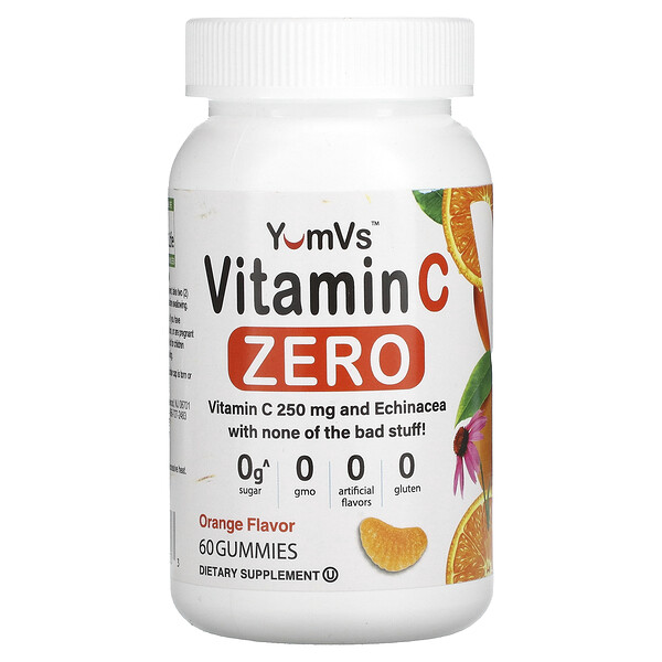 Витамин C Zero, апельсин, 125 мг, 60 жевательных таблеток YumV's