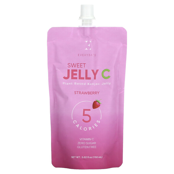 Sweet Jelly C, Желейный напиток из коньяка на растительной основе, клубника, 5,02 жидких унции (150 мл) EVERYDAZE