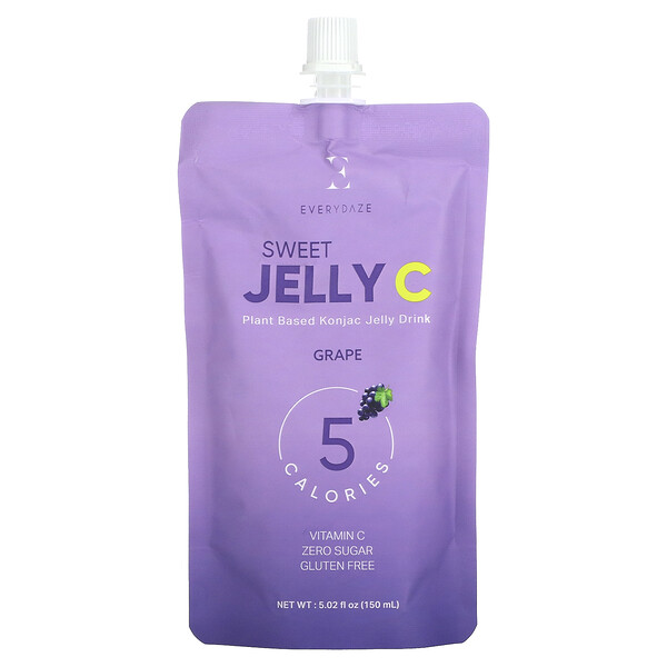 Sweet Jelly C, Желейный напиток из коньяка на растительной основе, виноград, 5,02 жидких унции (150 мл) EVERYDAZE
